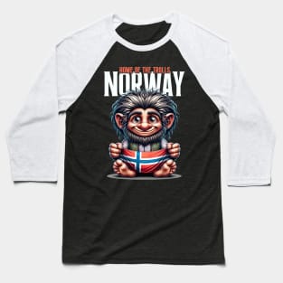 Troll with Norwegian flag 'Norway – Home of the Trolls' Baseball T-Shirt